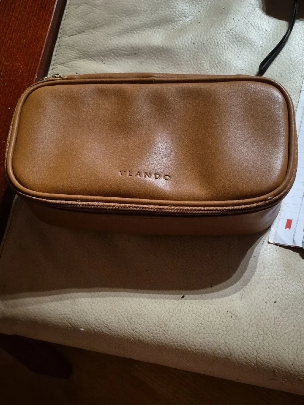 Brown Women's Travel Pouch - Sleek Leatherette Organizer